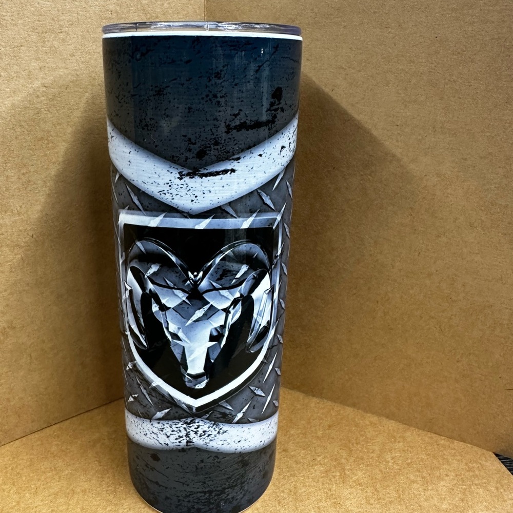 Ram Logo Tumbler with Black and Gray Design